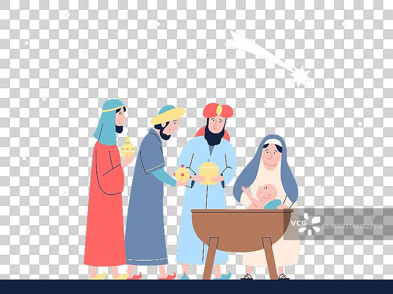 主显节快乐banner：东方三智者携礼物图片素材