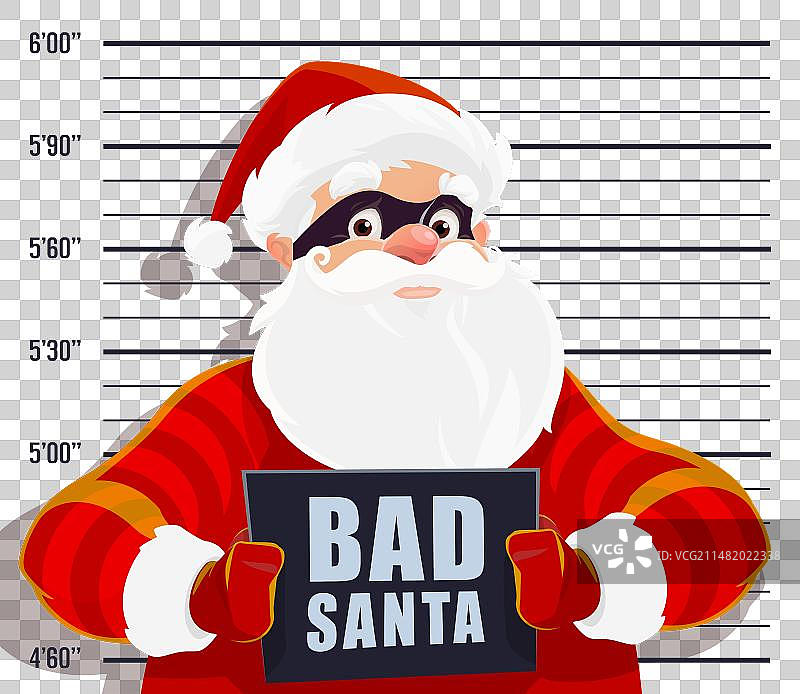 圣诞卡通坏圣诞老人罪犯与嫌犯照图片素材