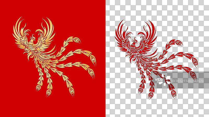 中国传统剪纸凤凰元素图片素材