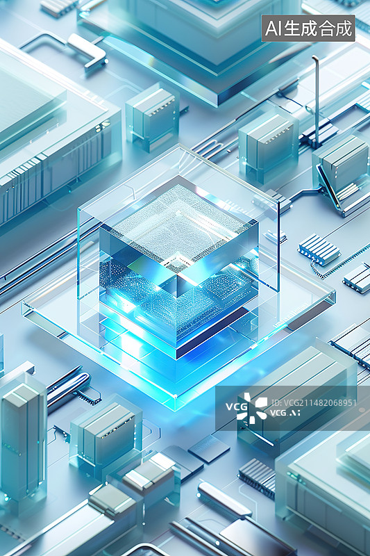 【AI数字艺术】半导体中央处理器图标图片素材