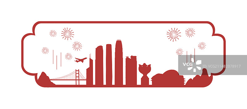 香港插画，香港新年窗花矢量插画，周年庆剪纸风传统非遗剪纸图片素材