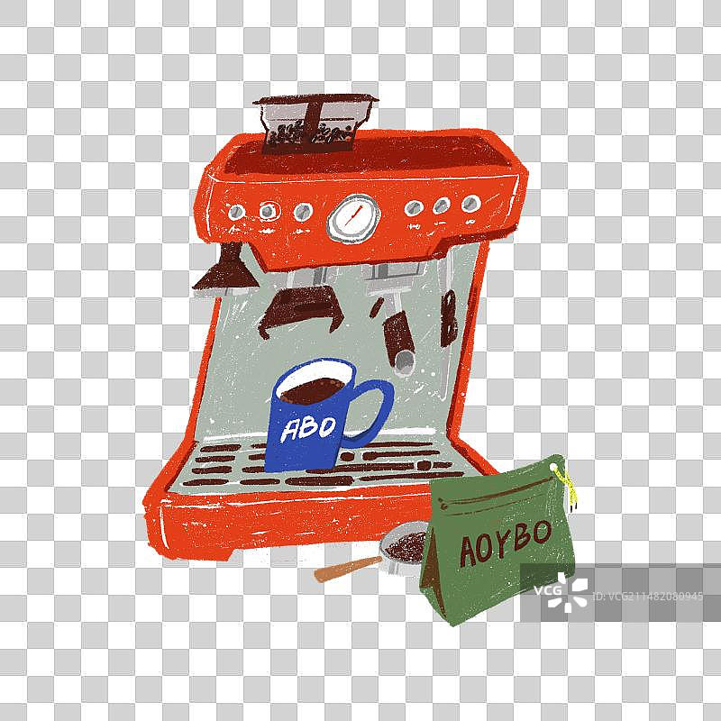 咖啡机和咖啡粉图片素材
