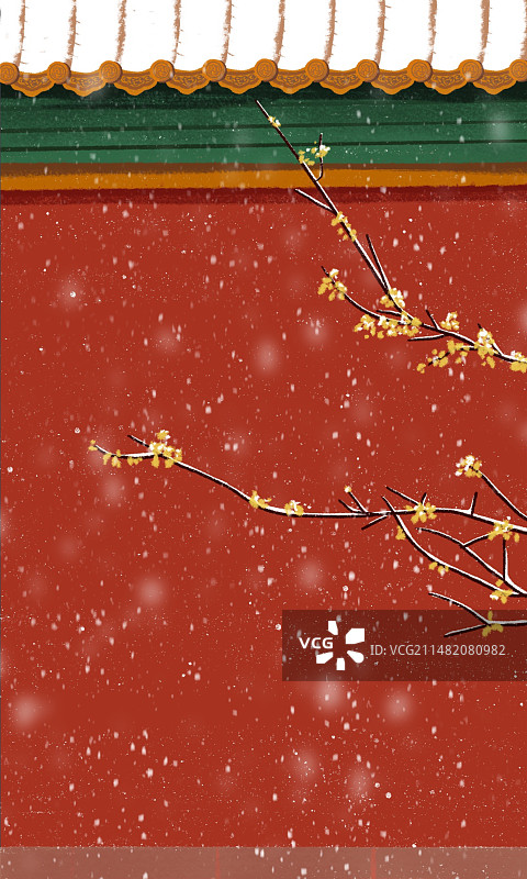 雪天里的故宫红墙图片素材