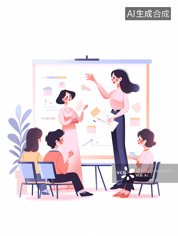 【AI数字艺术】上课中的年轻女教师图片素材