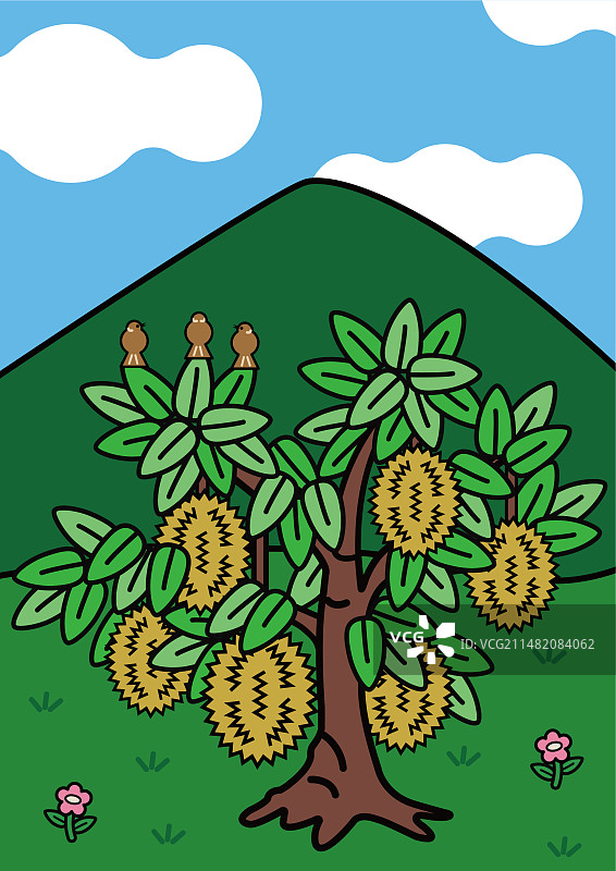 榴莲树插画图片素材