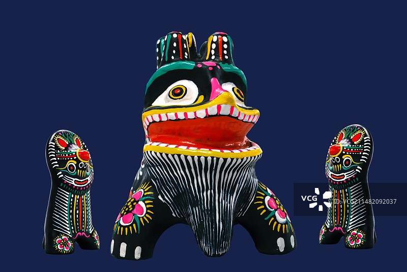 民间艺术，泥泥狗，三人行图片素材