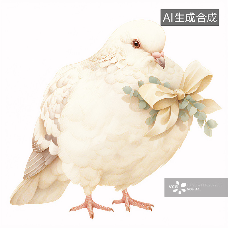 【AI数字艺术】一只可爱的鸽子鸟类水彩插画图片素材