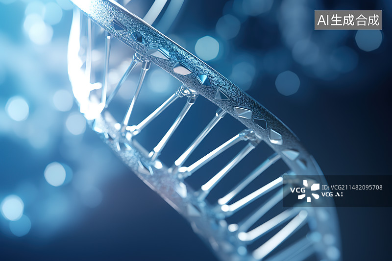 【AI数字艺术】3D渲染生物科技DNA双螺旋分子结构背景图片素材