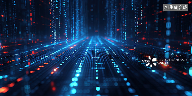 【AI数字艺术】蓝色曲线虚拟数据背景图片素材