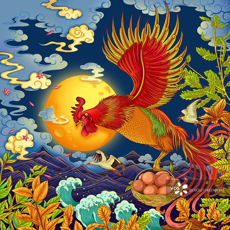 金鸡报福图片素材