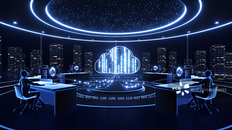 互联网服务器数据中心AI云存储城市图片素材