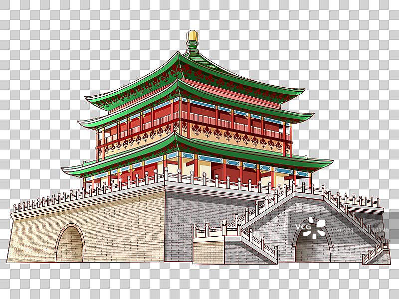 国潮古风中国城市西安钟楼建筑图片素材