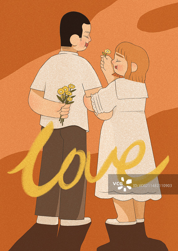 情侣背影插画卡通人物图片素材