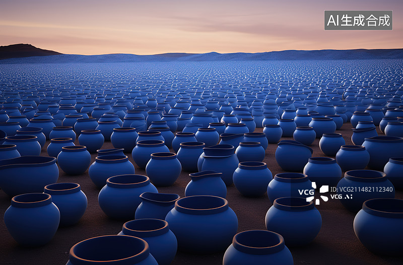 【AI数字艺术】蓝色背景下的空杯子图片素材