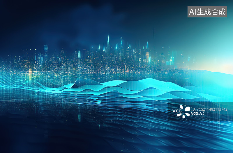 【AI数字艺术】城市风光大数据概念图片素材