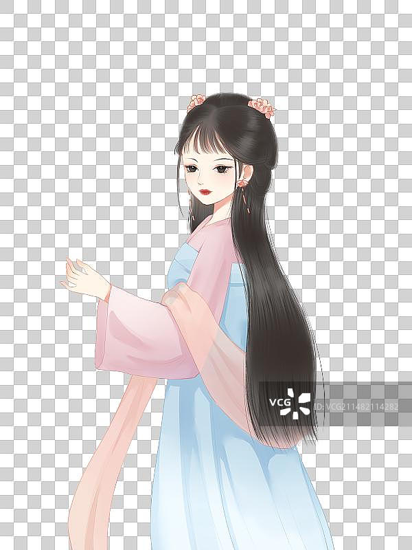 古风汉服女孩美人插画图片素材