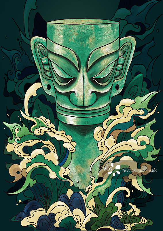 三星堆之青铜人头像图片素材