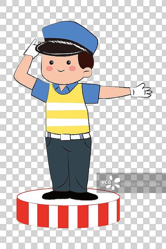指挥交通的可爱卡通交警插画图片素材
