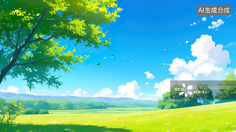 【AI数字艺术】二十四史节气 插画 春天 山野图片素材