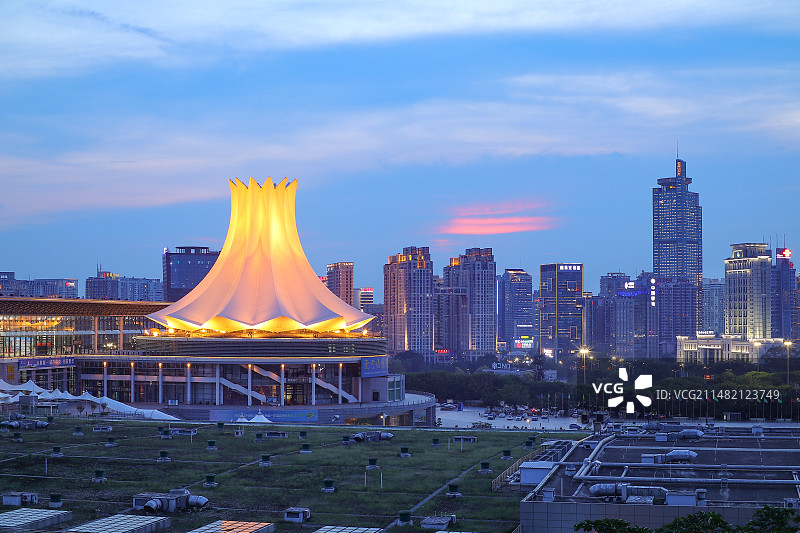 广西南宁国际会展中心城市风光建筑夜景图片素材