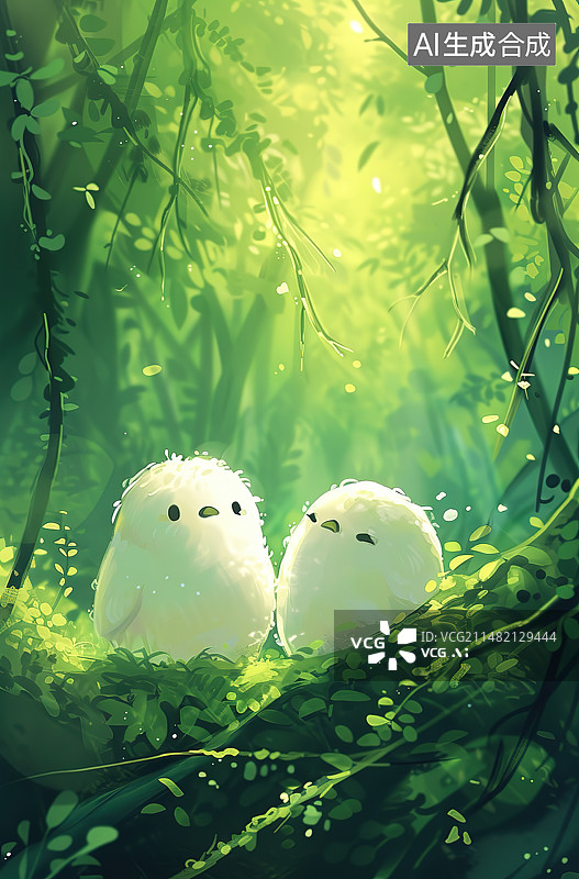 【AI数字艺术】两只可爱的猫头鹰图片素材