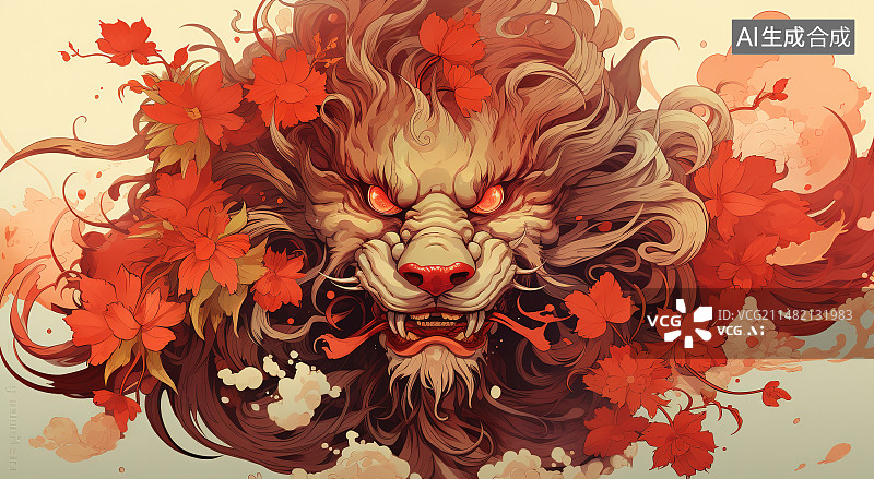 【AI数字艺术】红色背景下的传统折扇图片素材