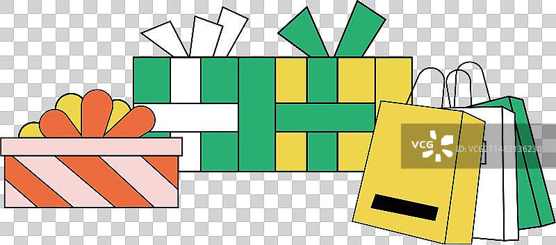 扁平风购物袋礼物插画元素图片素材