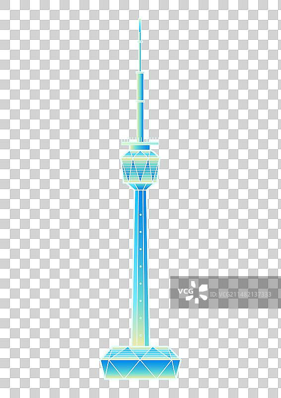 西安电视塔蓝色矢量插画元素图片素材