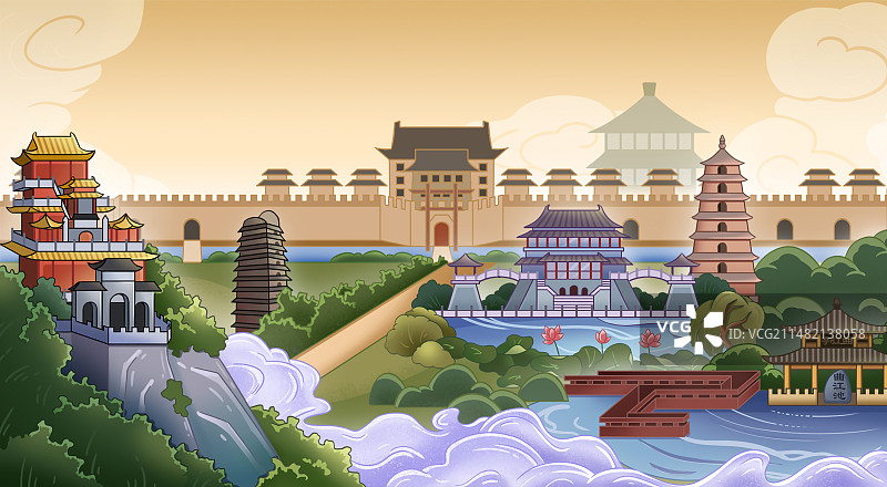 长安画卷图片素材