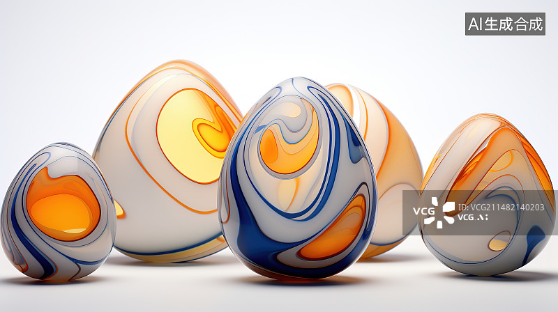 【AI数字艺术】白色背景下复活节彩蛋的特写镜头图片素材
