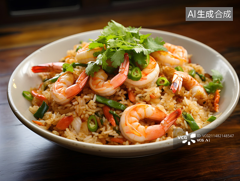 【AI数字艺术】一盘海鲜炒饭图片素材