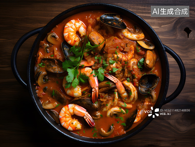【AI数字艺术】麻辣海鲜火锅图片素材