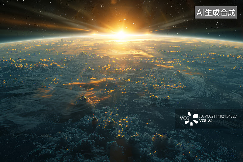 【AI数字艺术】宇宙中的壮丽日出图片素材