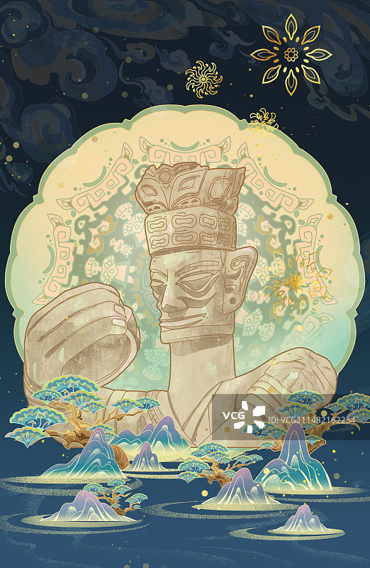 三星堆插画图片素材