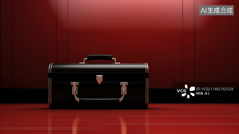 【AI数字艺术】红色背景下的行李箱特写镜头图片素材