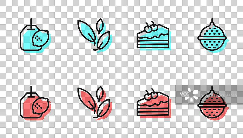 线性蛋糕、柠檬叶茶包图片素材