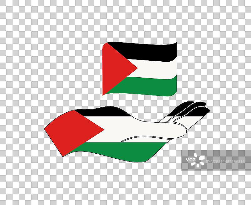 巴勒斯坦旗帜标志丝带和手势图片素材