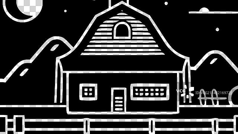 农舍-极简风格的简单轮廓图片素材