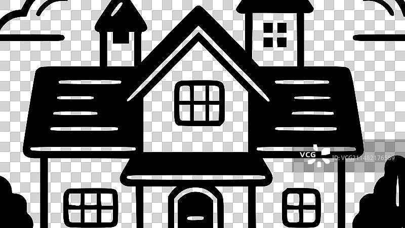 农舍 - 简约扁平风格标志图片素材