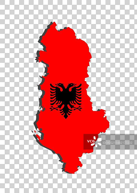阿尔巴尼亚地图，欧洲国家旗帜图片素材