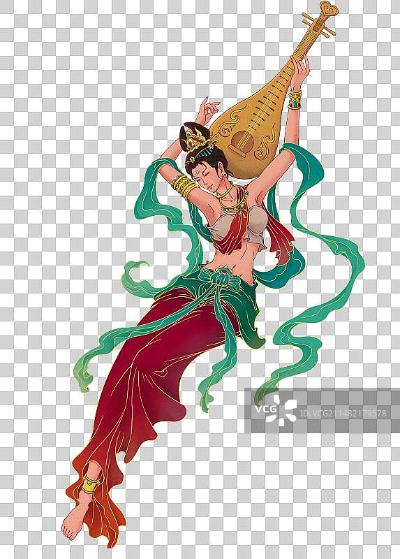 敦煌飞天神女 反弹琵琶图片素材