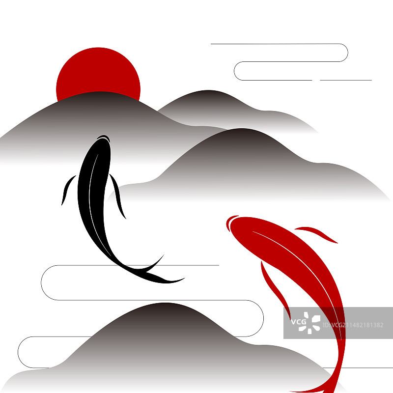 山水风插画图片素材