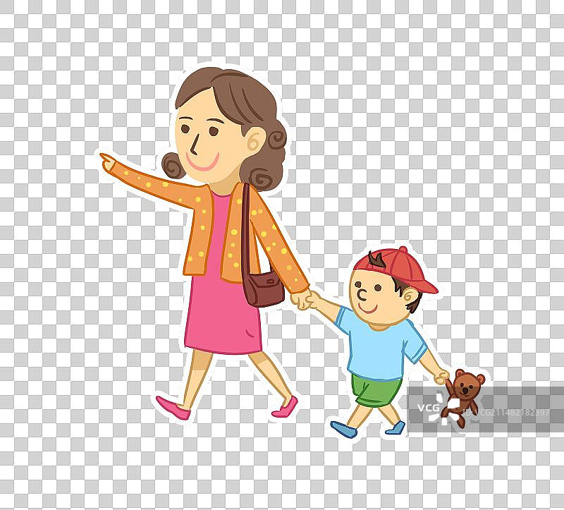 母子出门图片素材