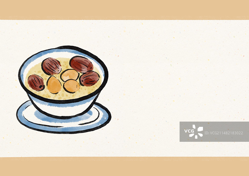 水墨风宁夏美食插画-八宝茶图片素材