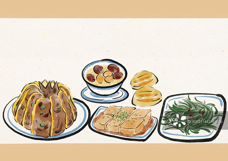 水墨风宁夏美食插画图片素材