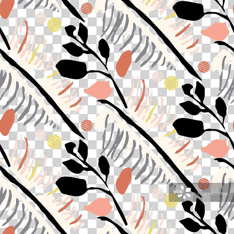 世纪中期现代花卉无缝图案图片素材