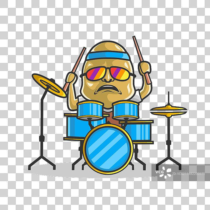 可爱的鼓手土豆卡通形象蔬菜图片素材