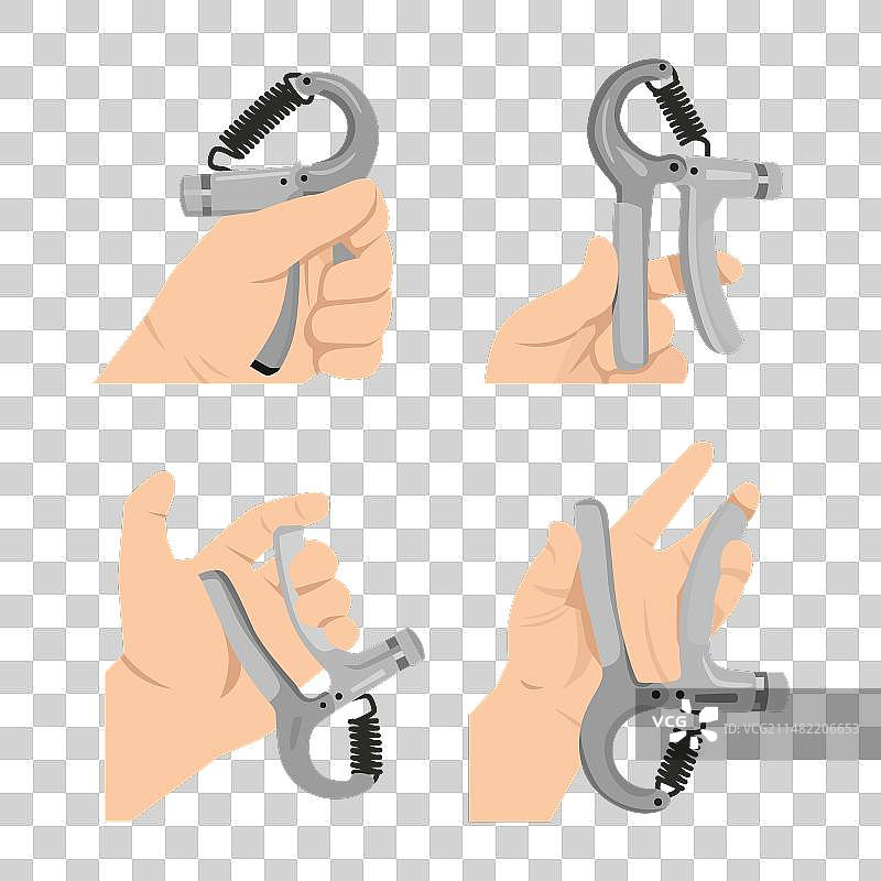 男人用握力器锻炼手部力量图片素材