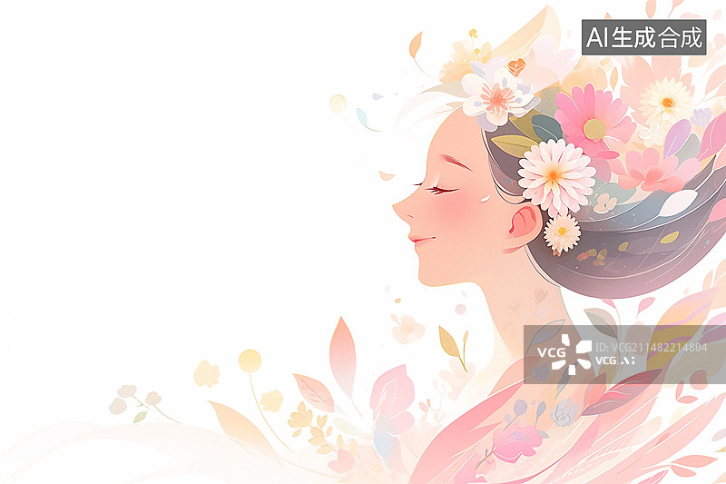 【AI数字艺术】妇女节女生节女神节扁平风插画图片素材