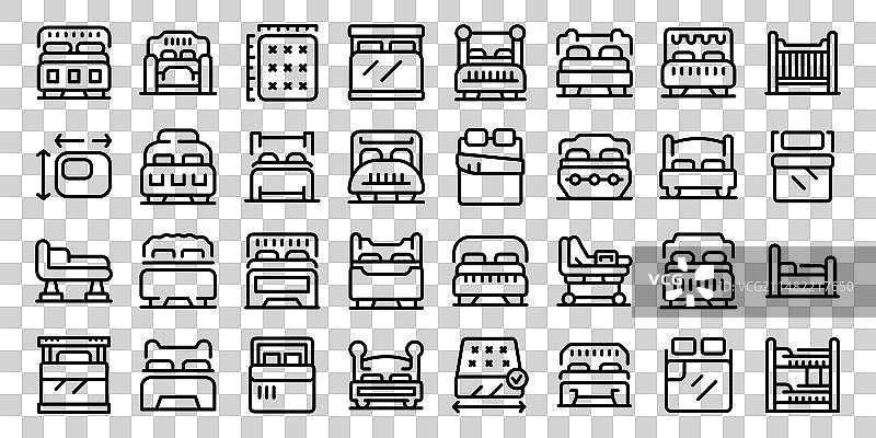 木制家居床图标轮廓图片素材